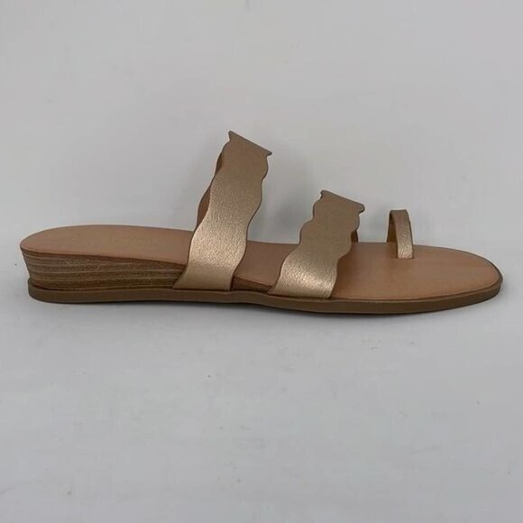 Kensie Sandals NWOT Arjuna Slip On Strap Square Toe Wedge Heel Gold Size 7.5 - Picture 7 of 11